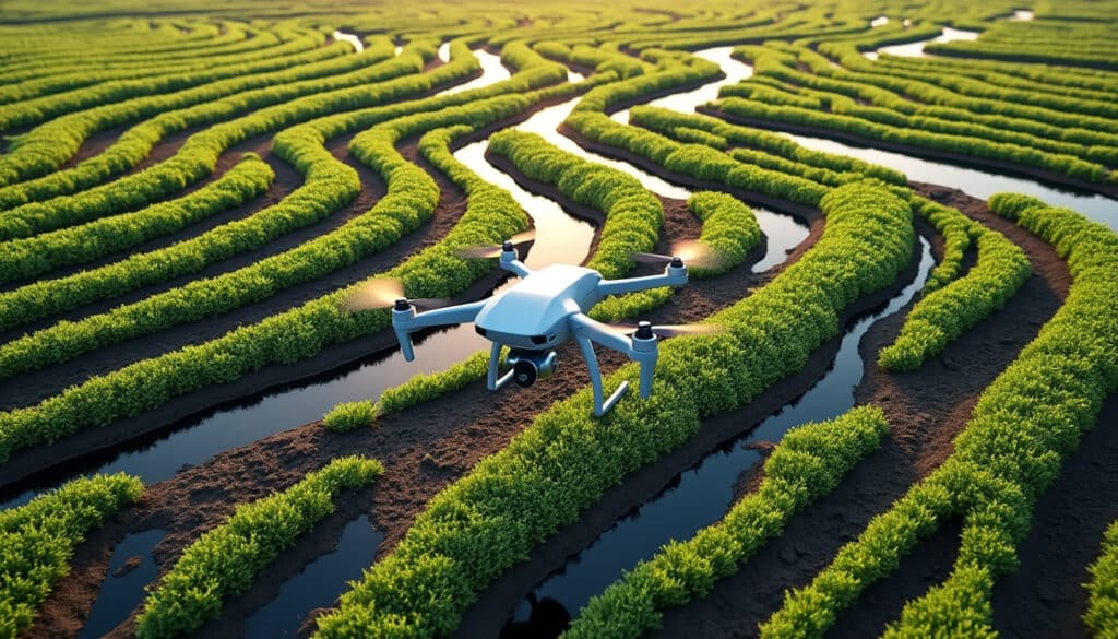 découvrez comment l'analyse altimétrique des terrains par drone optimise l'implantation des canaux d'irrigation agricoles pour une gestion efficace de l'eau et une meilleure productivité des cultures.