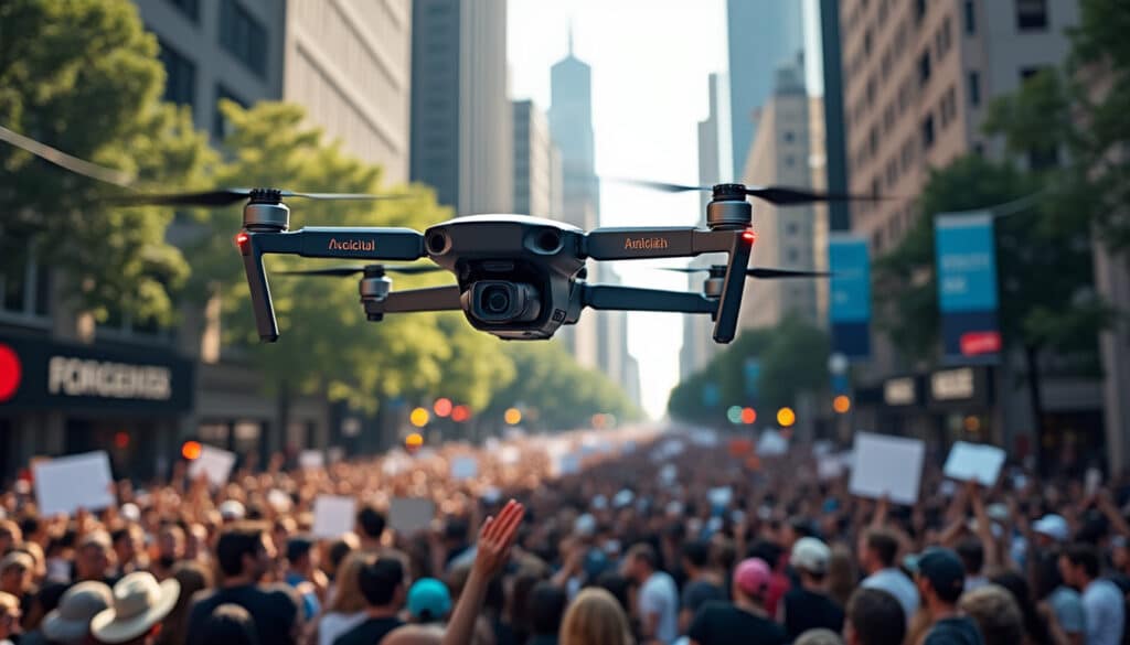 la reconnaissance faciale aéroportée permet d'identifier rapidement les suspects recherchés lors des manifestations urbaines, renforçant la sécurité et l'efficacité des forces de l'ordre.
