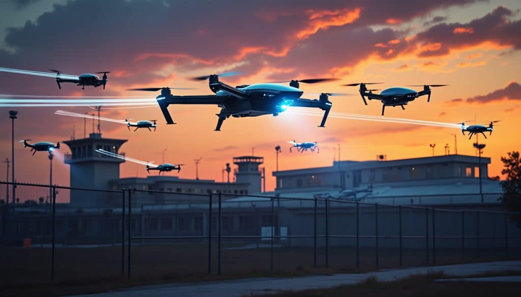 découvrez comment les systèmes anti-drone protègent les prisons en piratant les fréquences de contrôle des aéronefs malveillants pour empêcher toute intrusion.