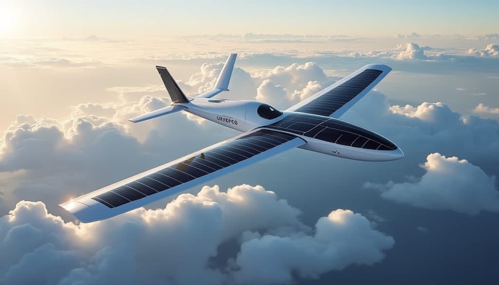 découvrez comment les peintures photovoltaïques appliquées au fuselage permettent au drone de se recharger à l’énergie solaire pendant le vol.