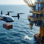 les drones cargo à voilure tournante pourraient ravitailler les plateformes pétrolières offshore et faciliter le transport de matériel en mer.